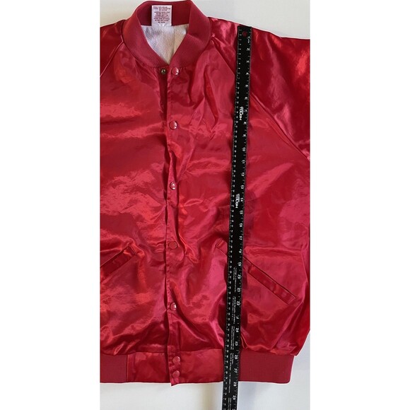 XL Vintage Red Satin Fully Lines Windbreaker - Picture 6 of 7